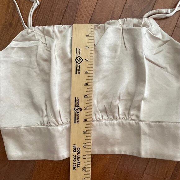 New Lulus Lux'd Out Champagne Satin Crop Top Tank Top Size XL Extra Large - Picture 10 of 11